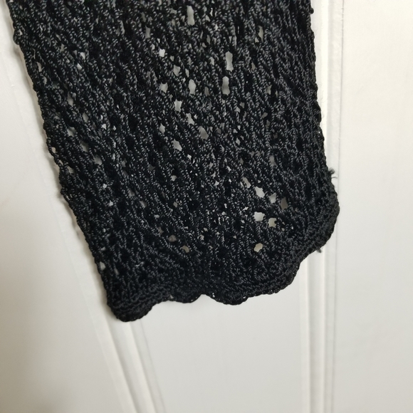 Armani Exchange Crochet Net Cropped Black Cardian Womens Open Knit Jacket - Picture 9 of 11